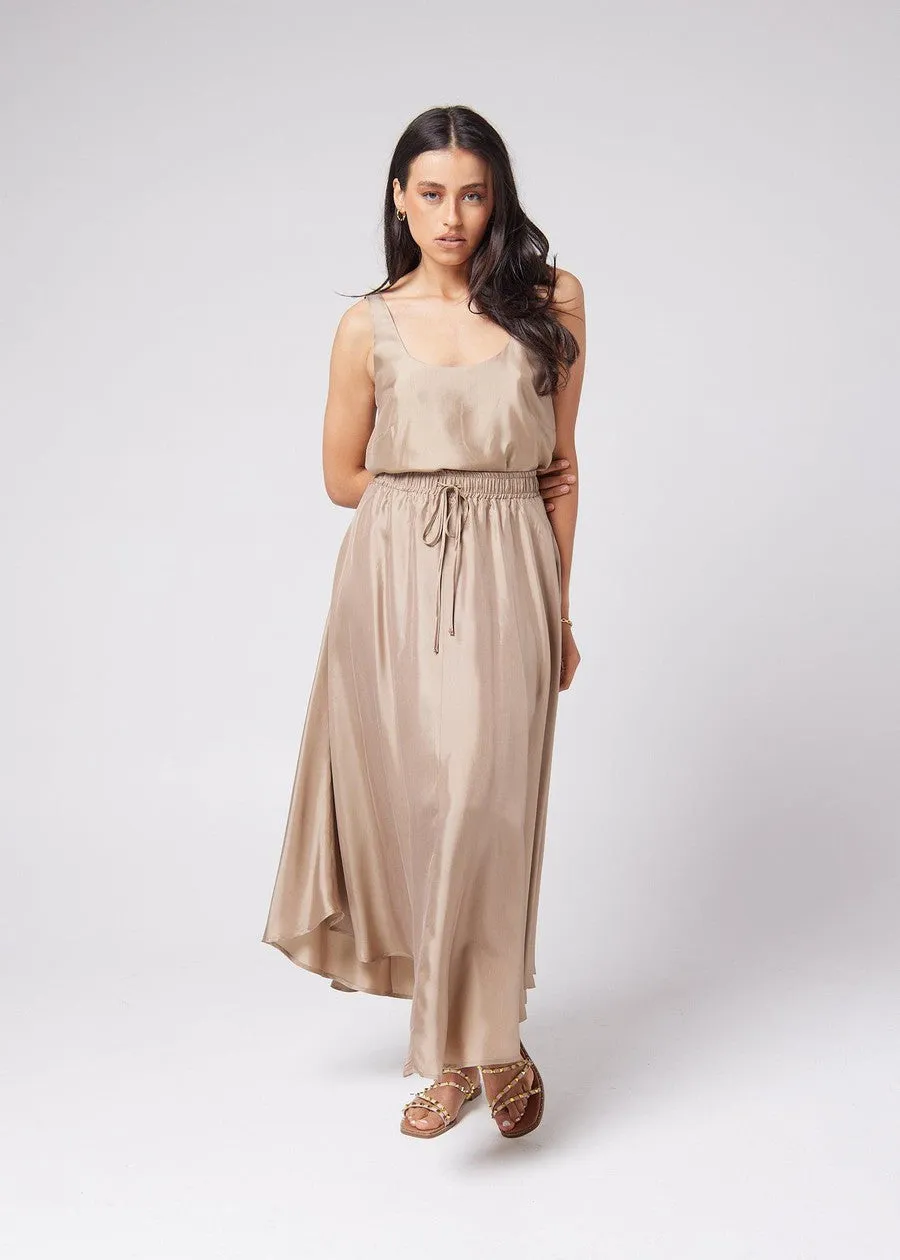 Aster Silk Maxi Skirt - Bronze