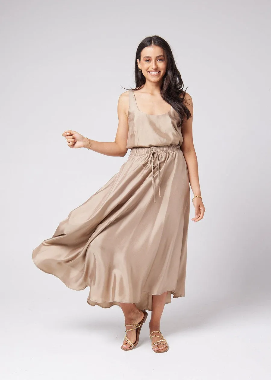 Aster Silk Maxi Skirt - Bronze