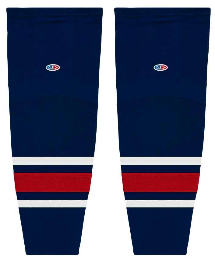 Athletic Knit (AK) HS2100-890 2010 Columbus Blue Jackets Navy Mesh Ice Hockey Socks