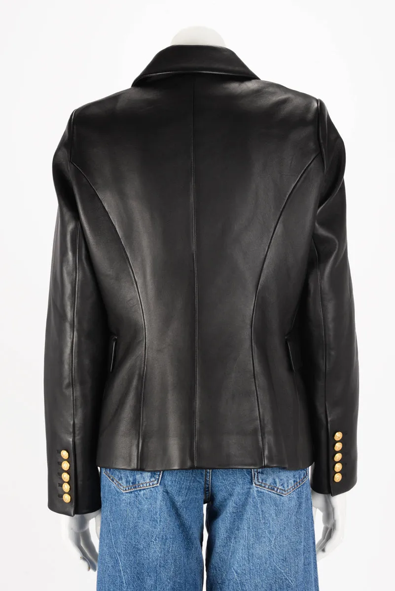 Balmain Black Lambskin Classic DB Blazer FR 46