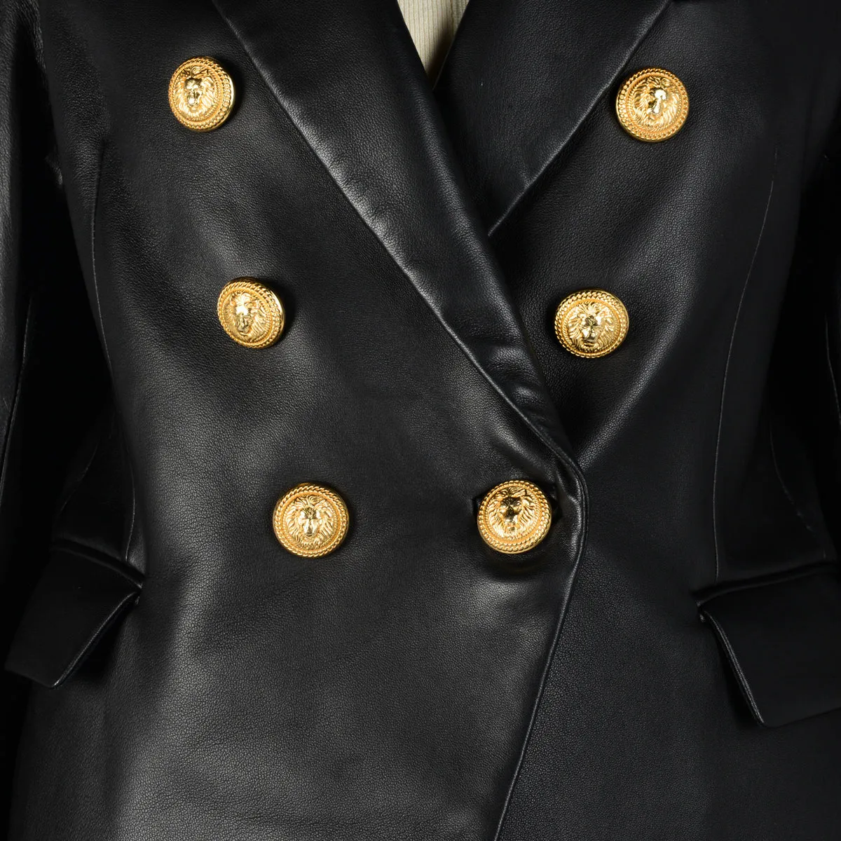 Balmain Black Lambskin Classic DB Blazer FR 46