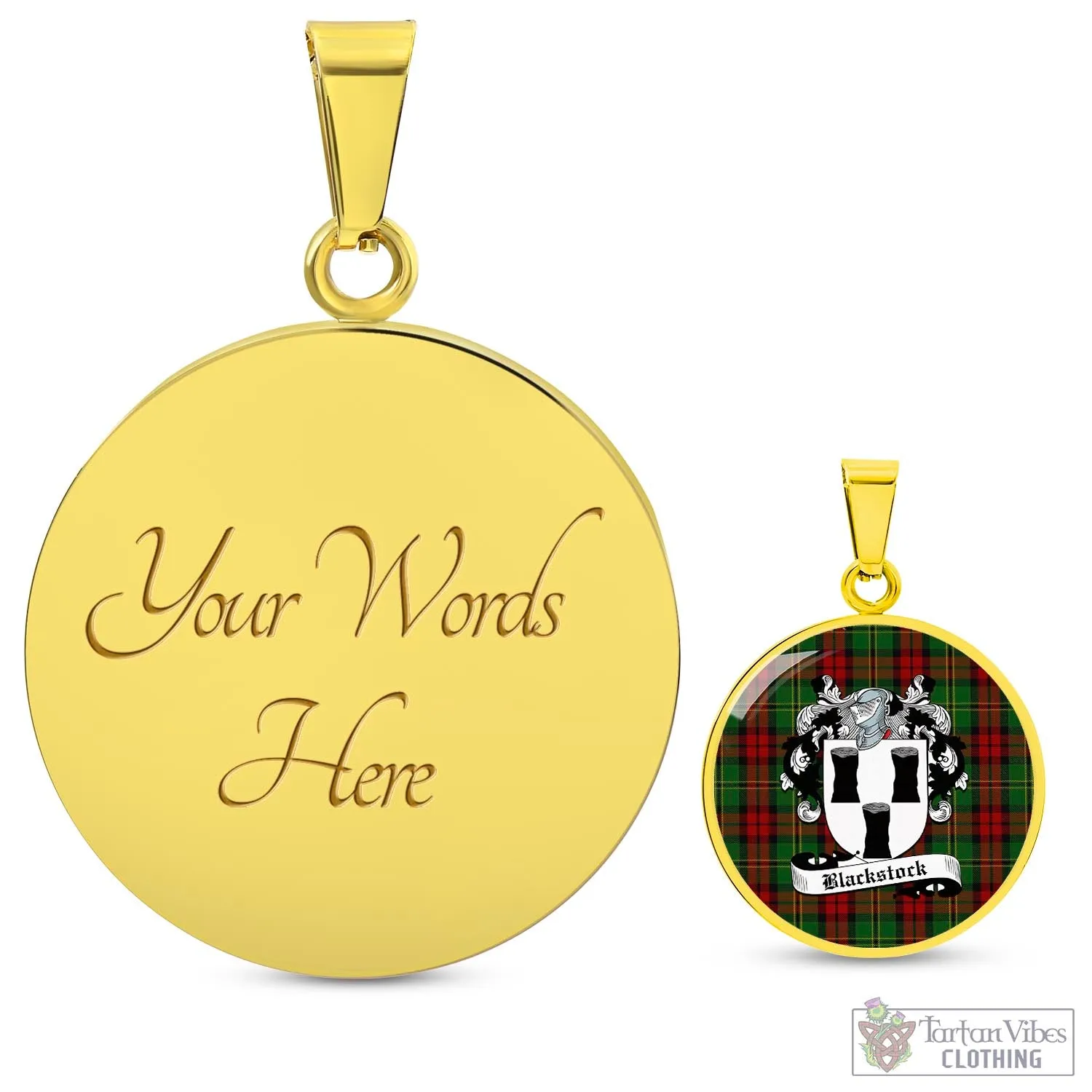 Blackstock Hunting Tartan Circle Necklace with Family Crest