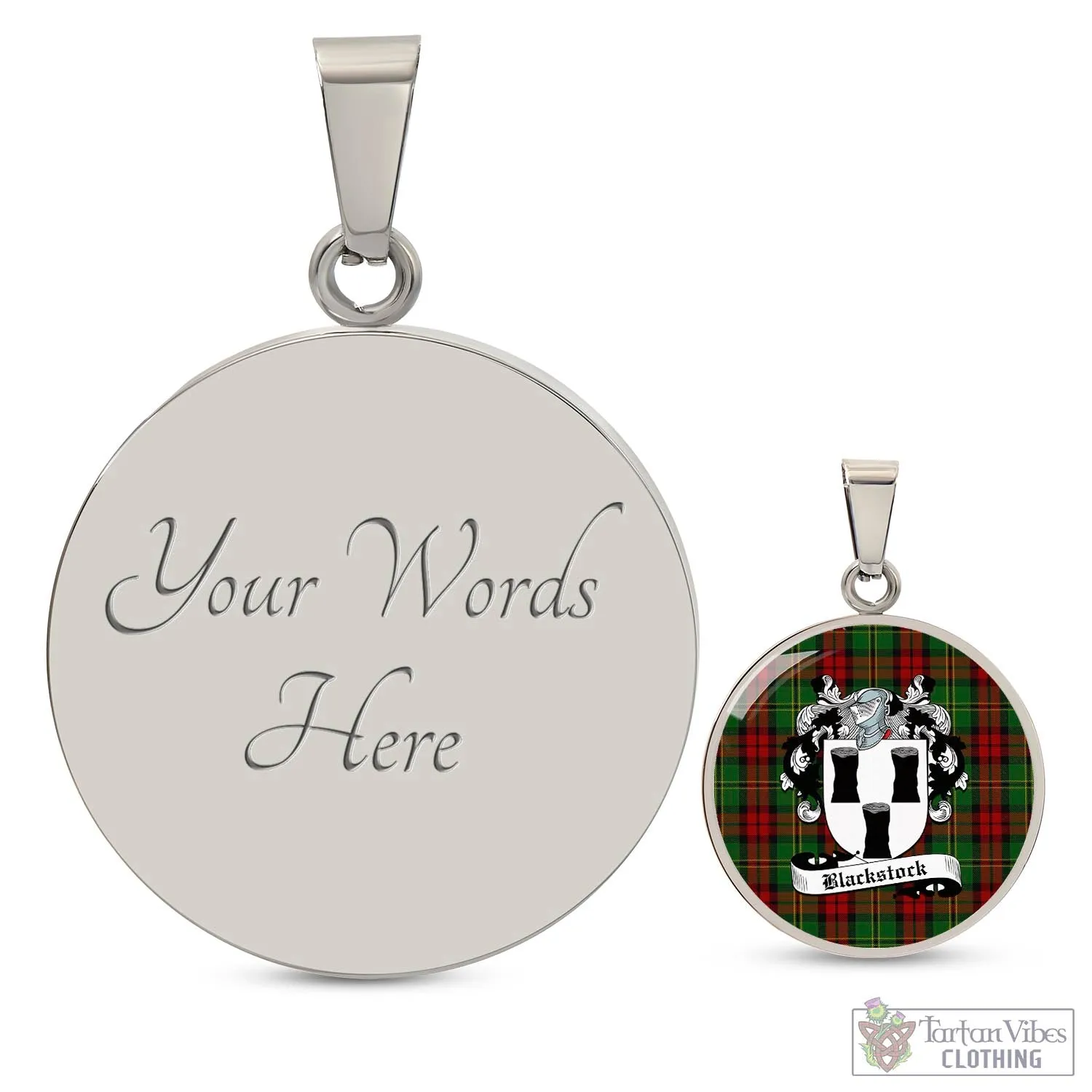 Blackstock Hunting Tartan Circle Necklace with Family Crest