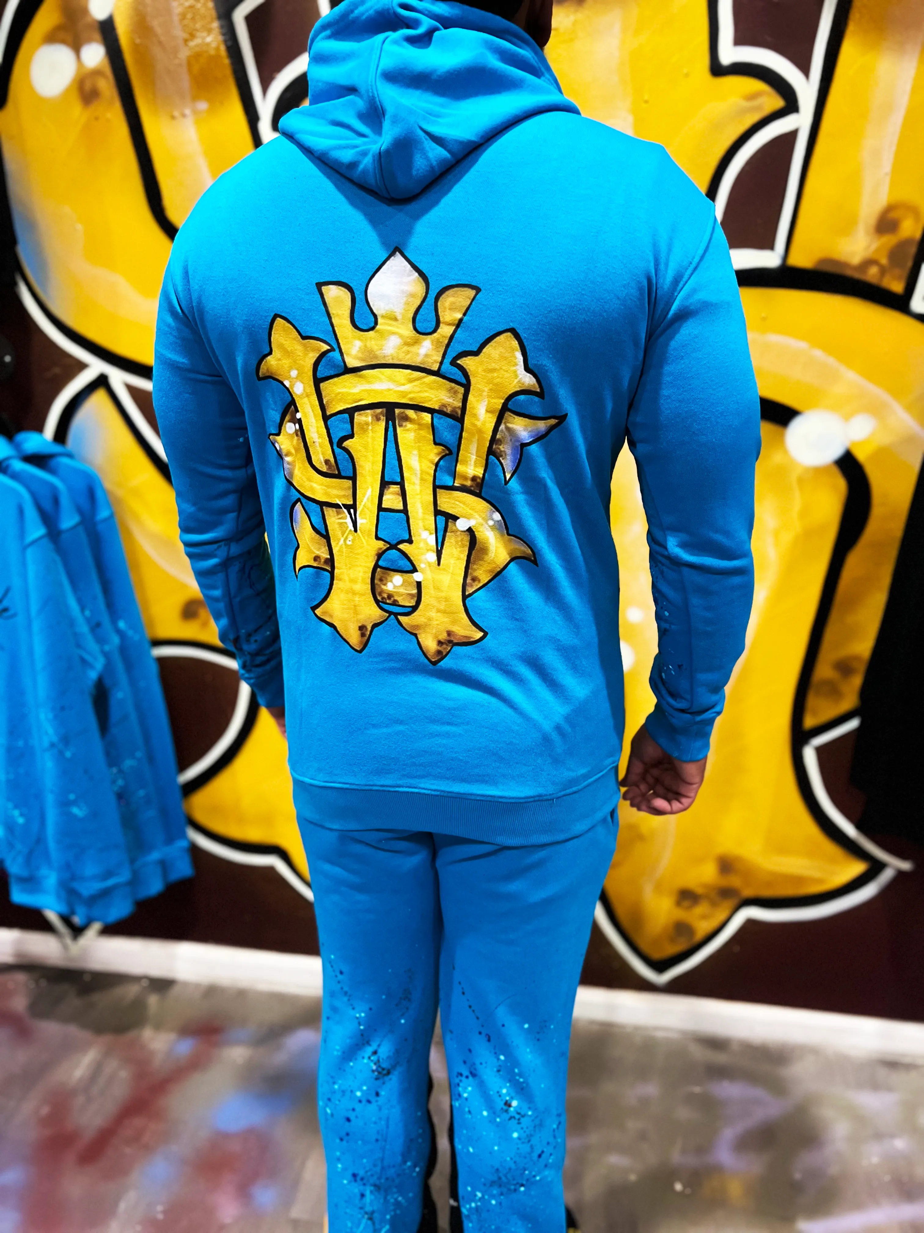 Blue Slick Talk Sweat Suit