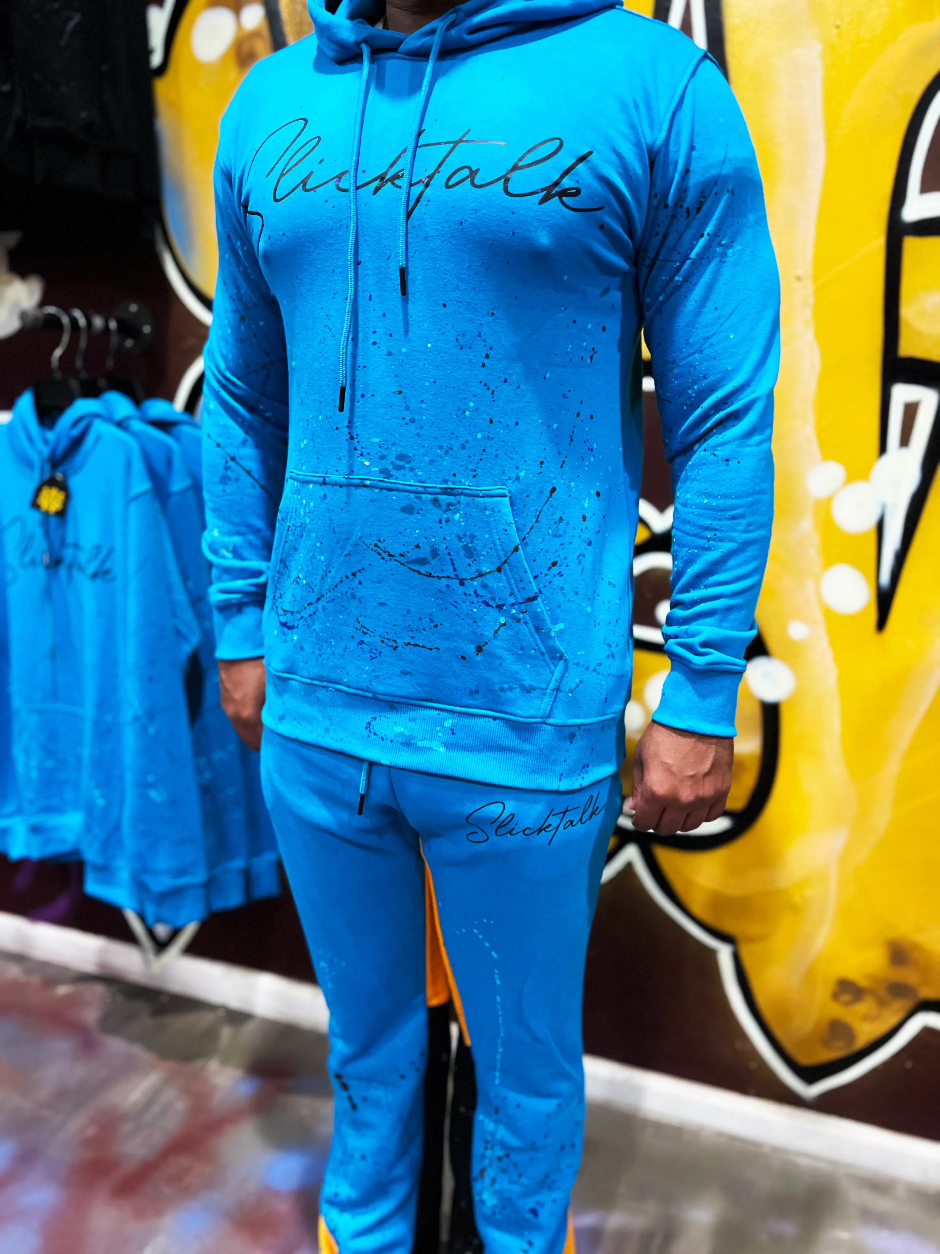 Blue Slick Talk Sweat Suit