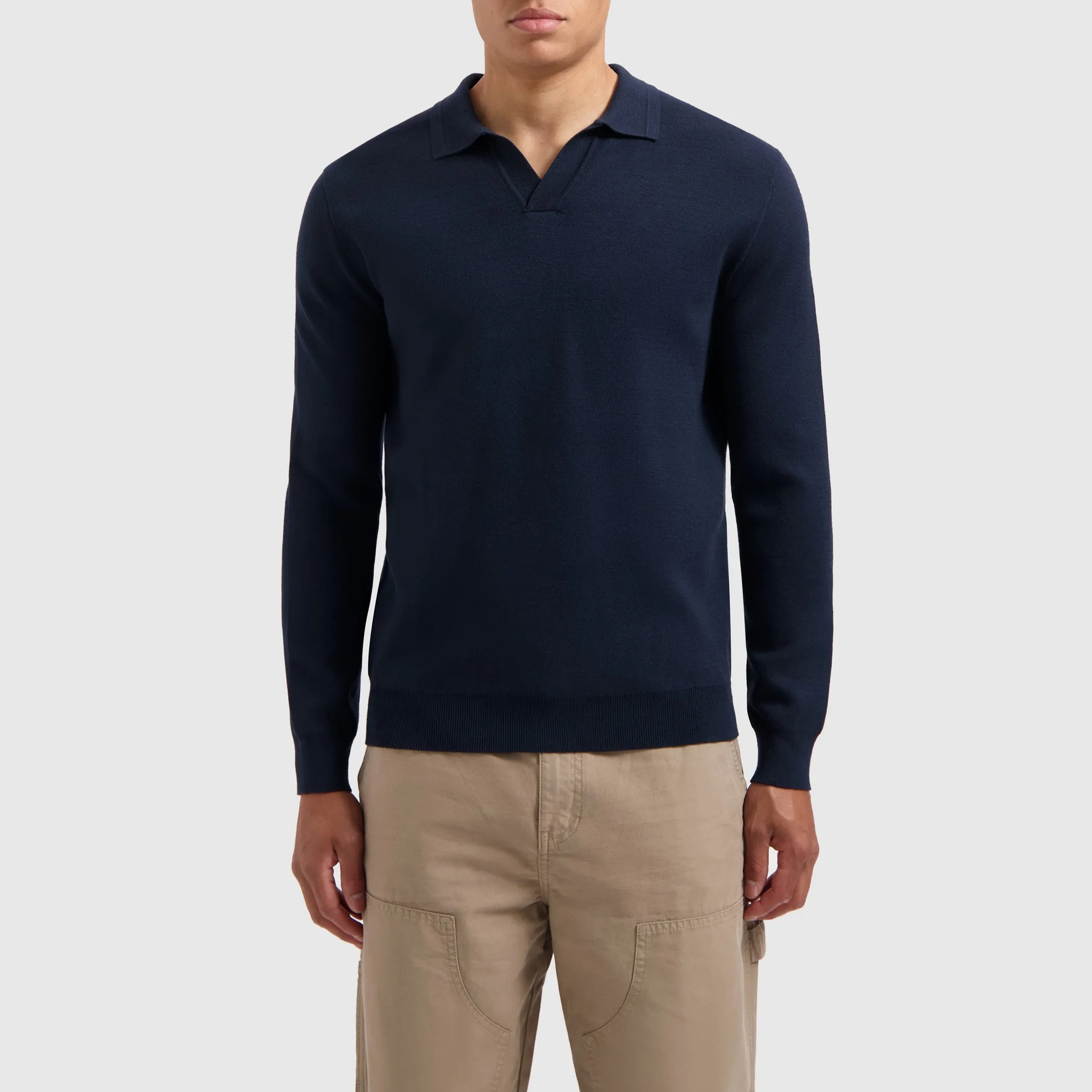 Buttonless Polo Knitwear | Navy