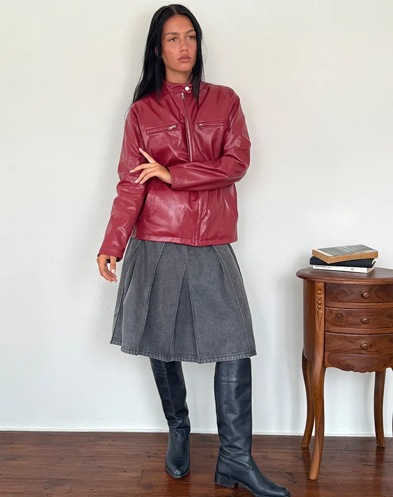 Charlize Moto Jacket in PU Red