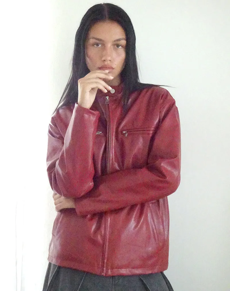 Charlize Moto Jacket in PU Red