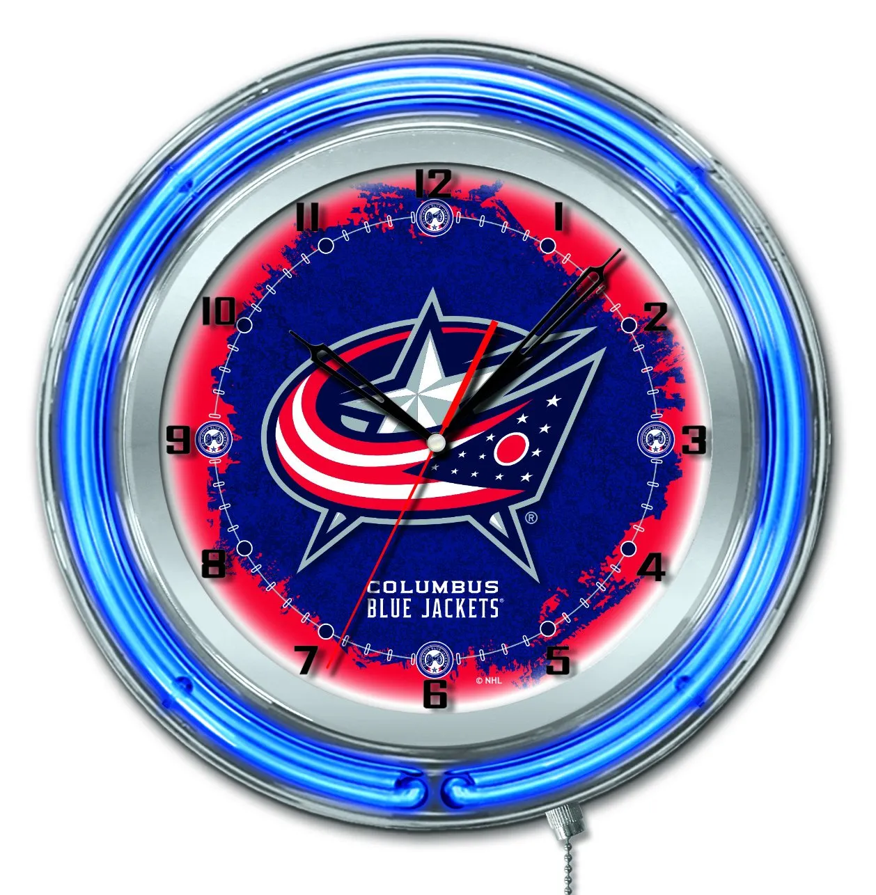 Columbus Blue Jackets HBS Neon Blue Hockey Battery Powered Wall Clock (19")