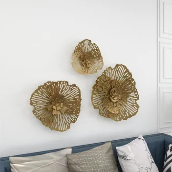 Copy of Metal Art - Gold Metal Glam Flowers Wall Decor - Set of 3 29", 24", 18"H