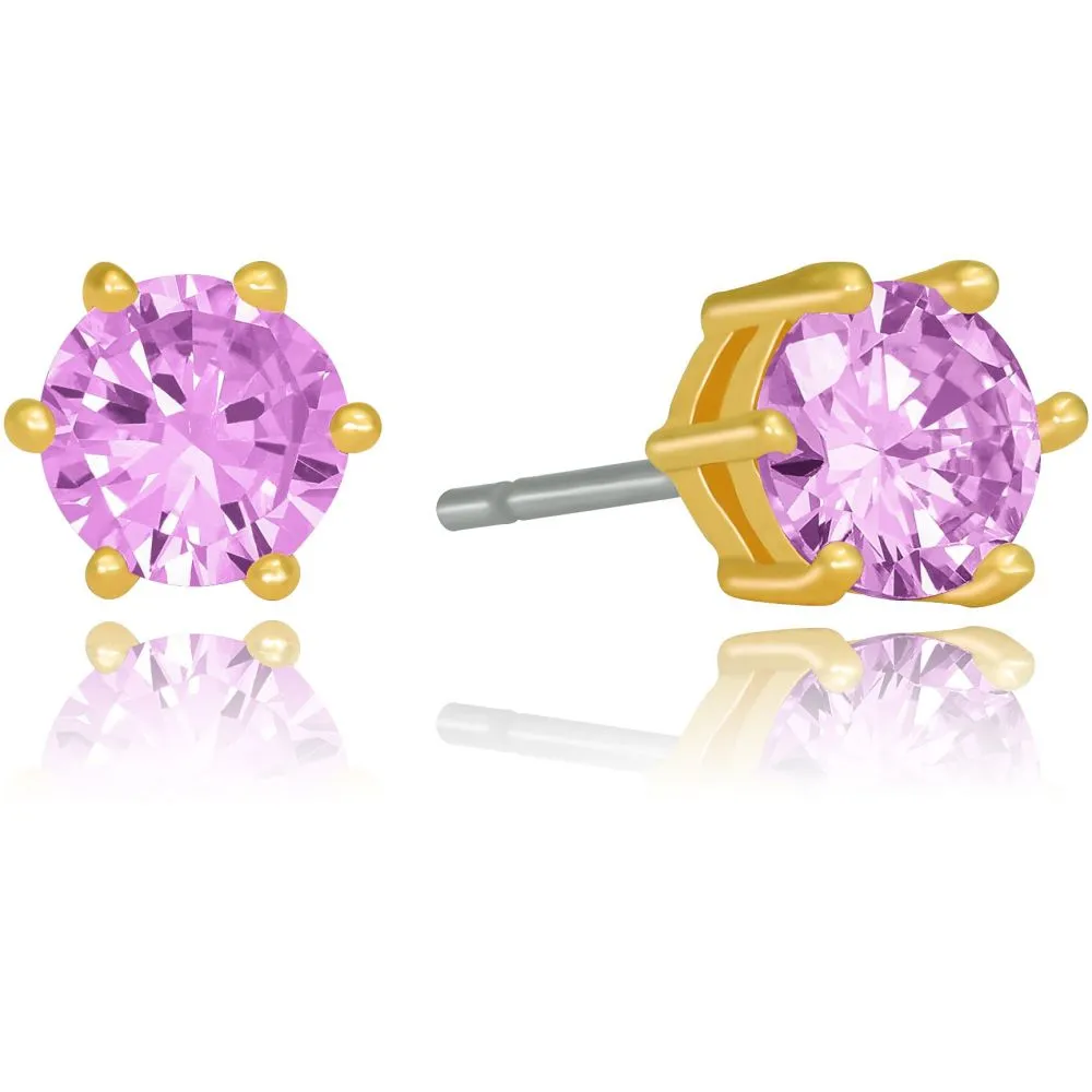 Cubic Zirconia Circle Birthstone Stud Earrings