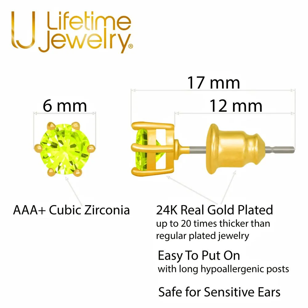 Cubic Zirconia Circle Birthstone Stud Earrings