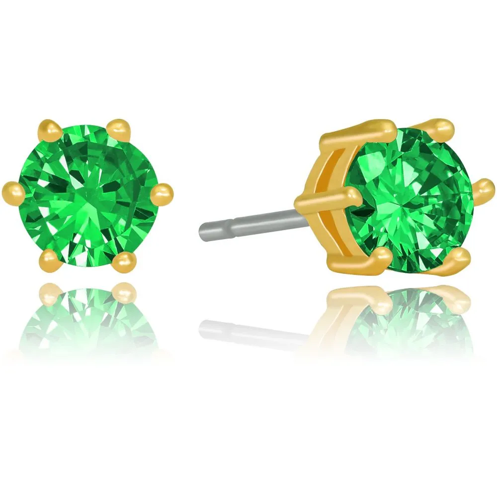 Cubic Zirconia Circle Birthstone Stud Earrings