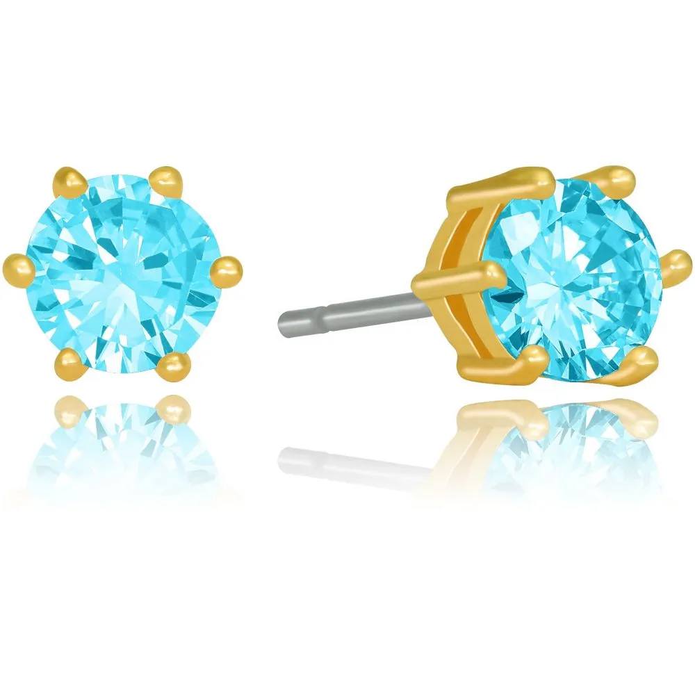 Cubic Zirconia Circle Birthstone Stud Earrings