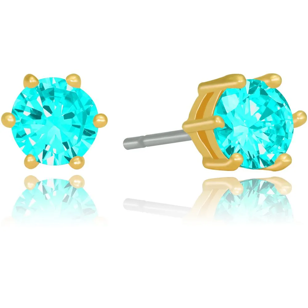 Cubic Zirconia Circle Birthstone Stud Earrings