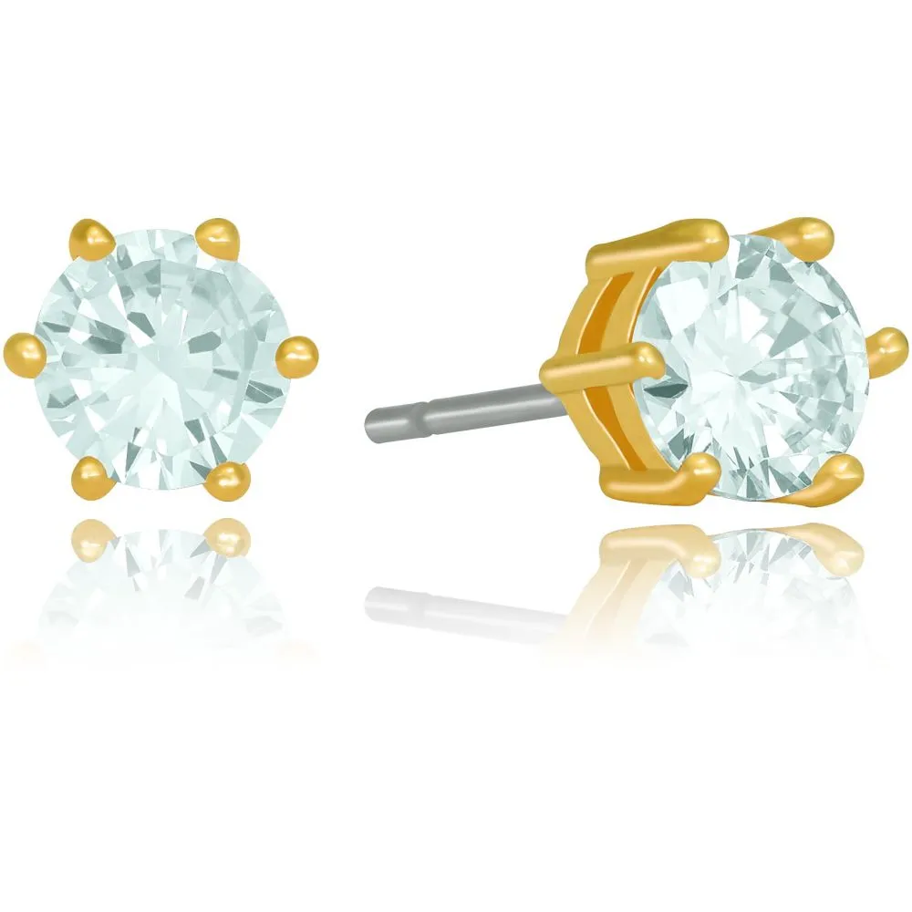 Cubic Zirconia Circle Birthstone Stud Earrings