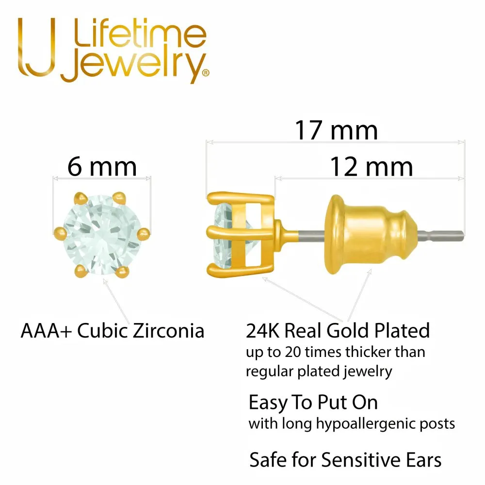 Cubic Zirconia Circle Birthstone Stud Earrings