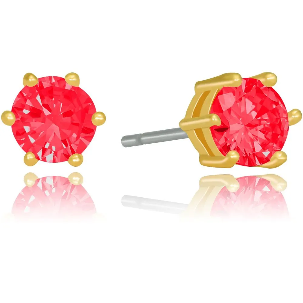 Cubic Zirconia Circle Birthstone Stud Earrings