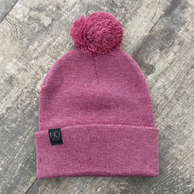 Cuffed Knit Pom-Pom Beanies: MISC COLORS