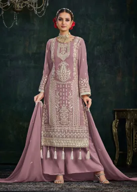 Ethereal Mauve Foil Mirror Embroidered Palazzo Salwar Suit