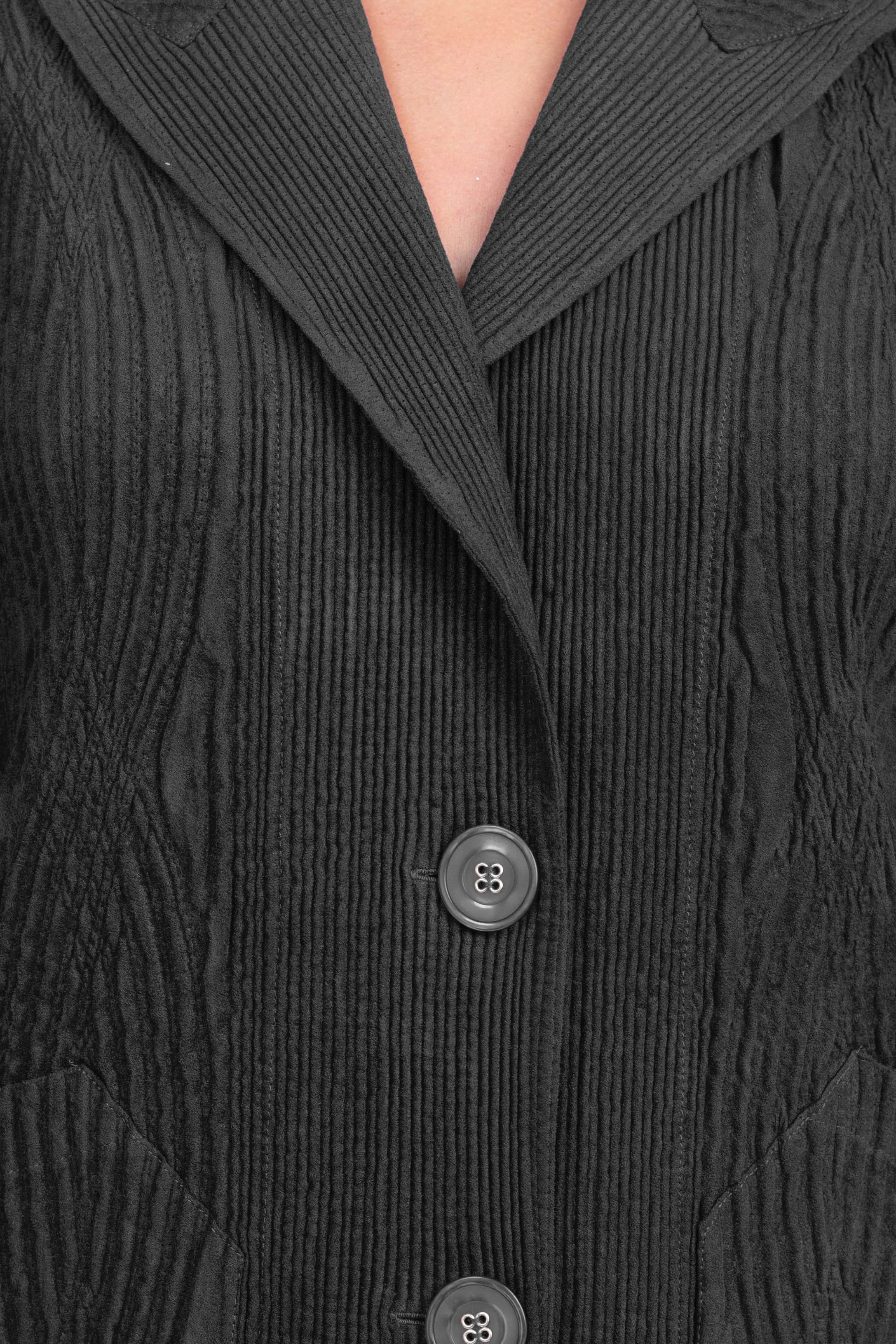 Flair Notched Collar Long Sleeve 2 Button Closure Solid Textured Jacket