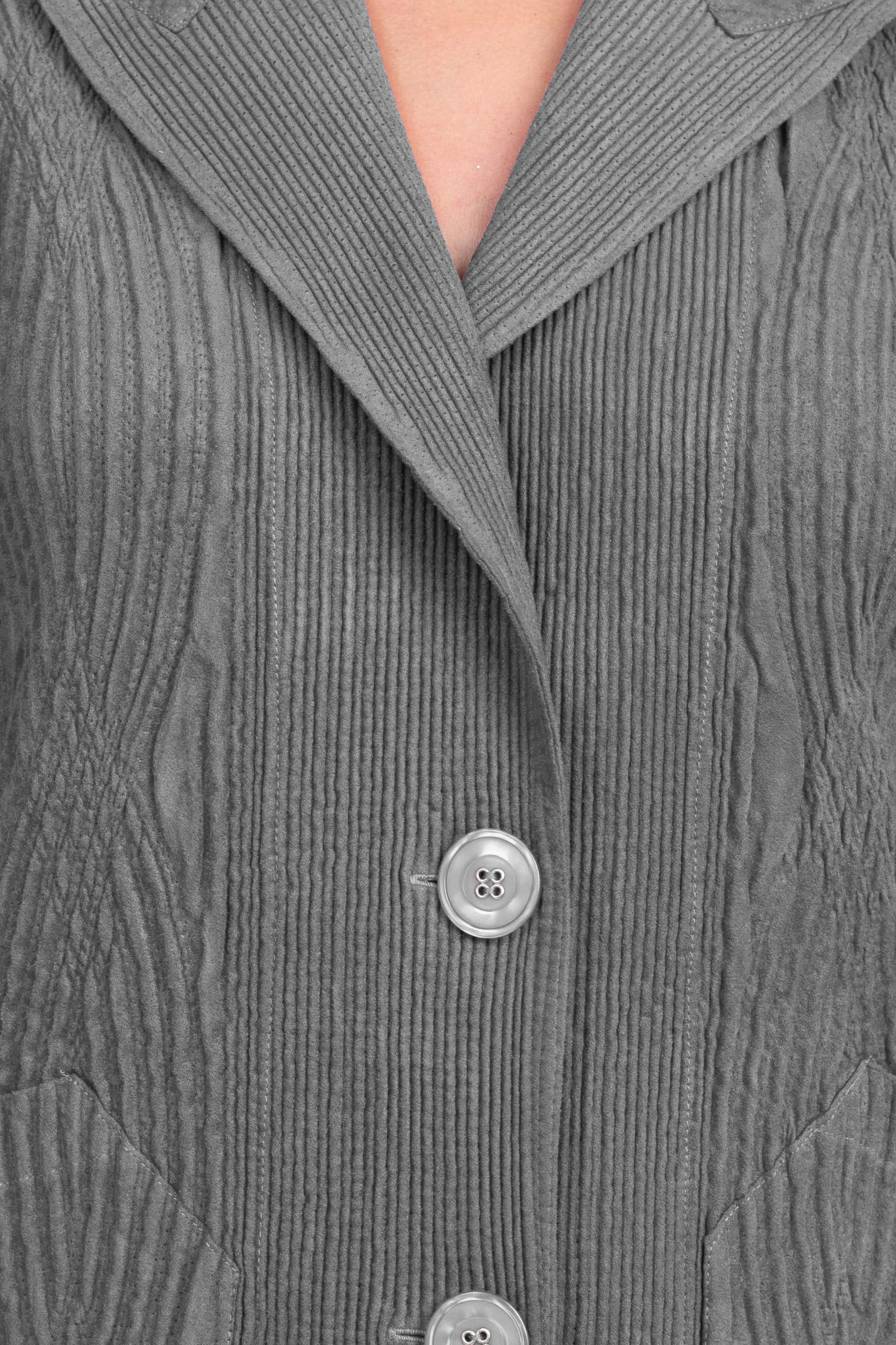 Flair Notched Collar Long Sleeve 2 Button Closure Solid Textured Jacket