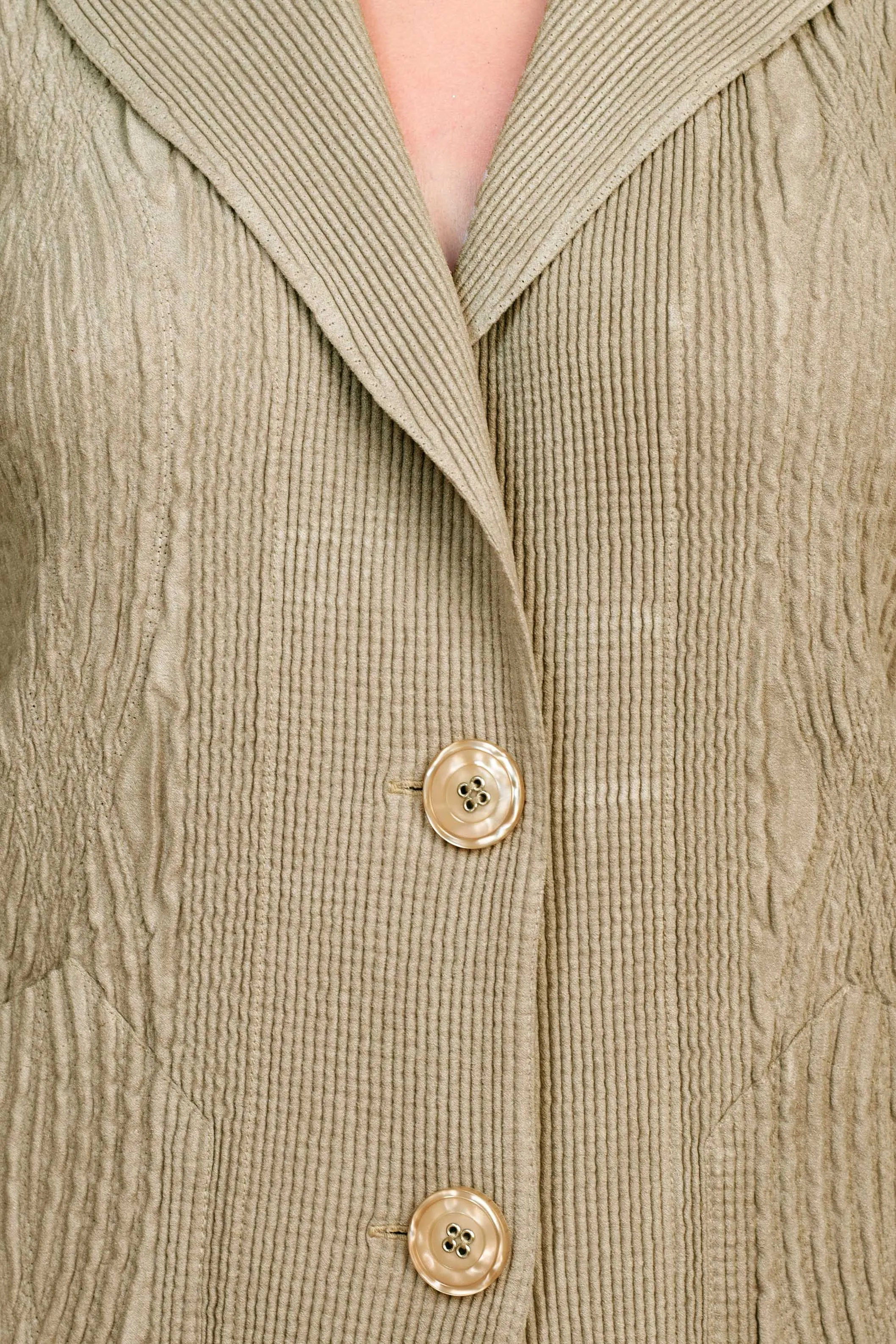 Flair Notched Collar Long Sleeve 2 Button Closure Solid Textured Jacket