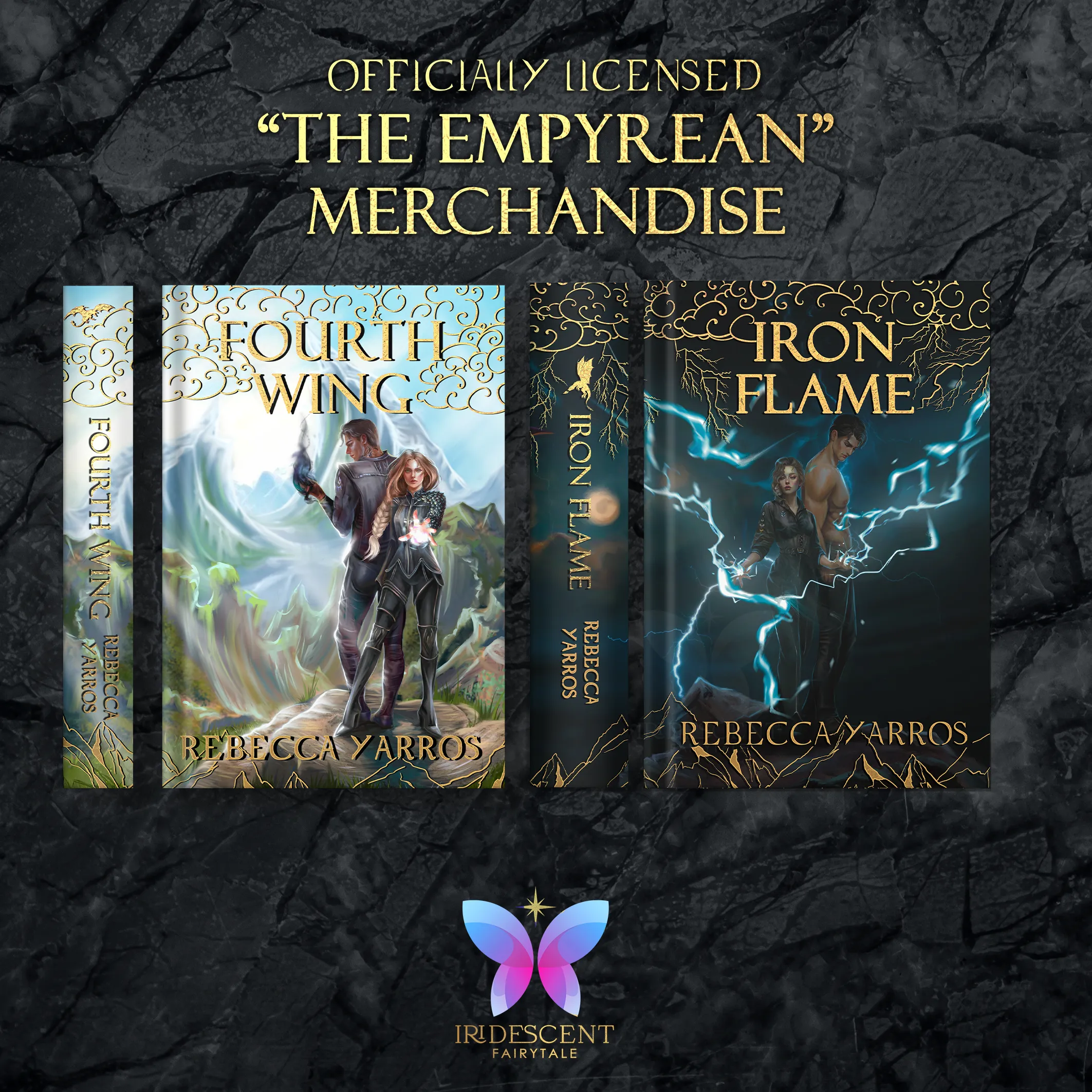 Fourth Wing & Iron Flame Set (The Empyrean #1 and #2) Gold Foiled Dust Jackets (Officially Licensed)