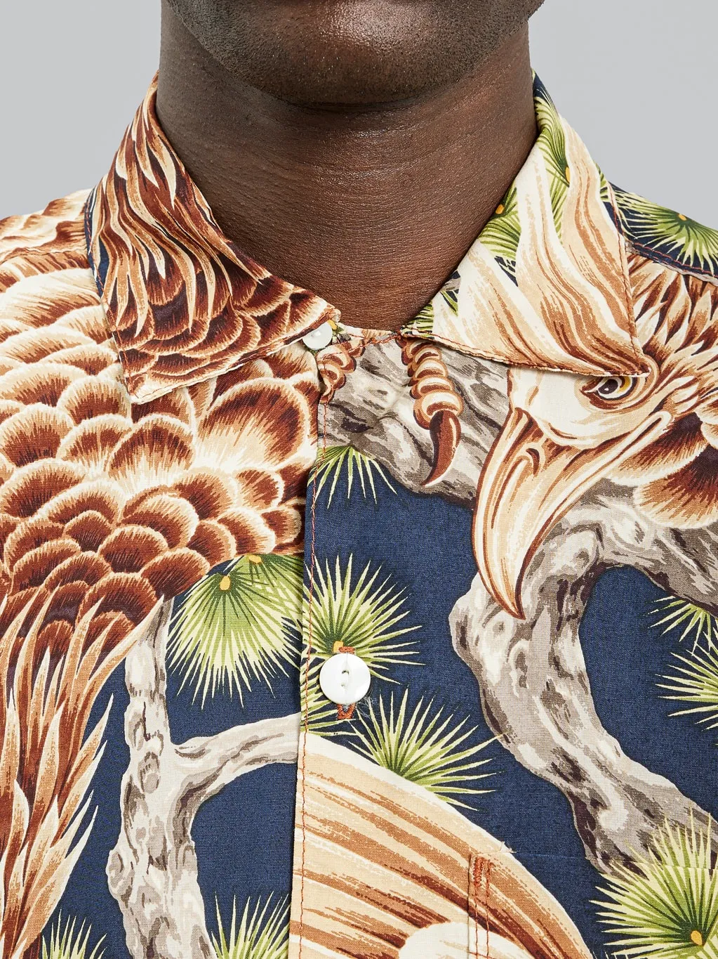 Freenote Cloth Hawaiian Navy Hawk Shirt