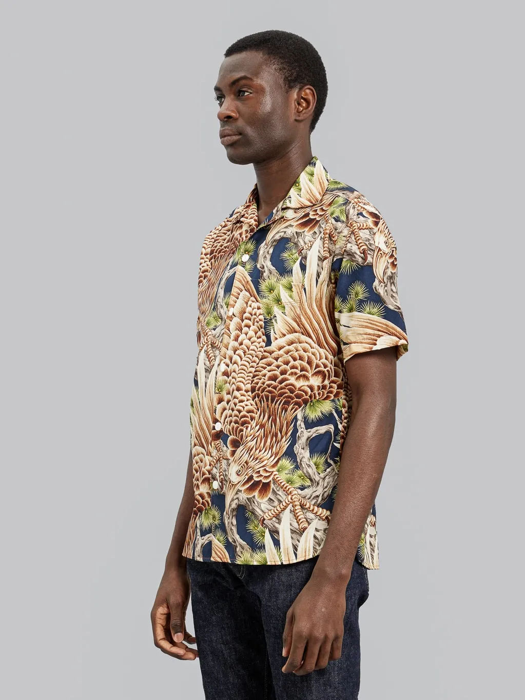 Freenote Cloth Hawaiian Navy Hawk Shirt