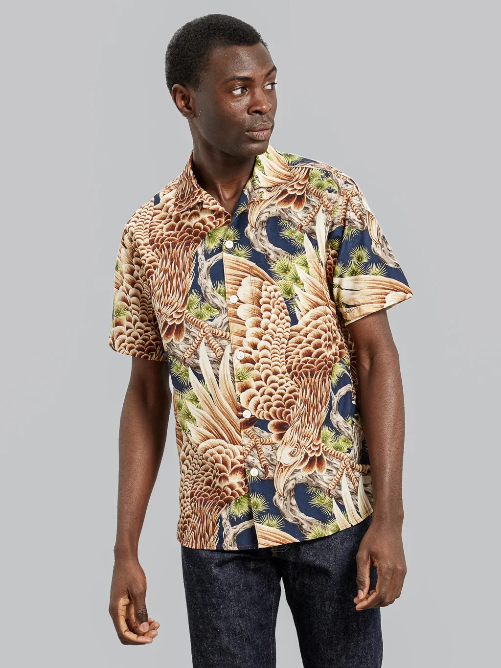 Freenote Cloth Hawaiian Navy Hawk Shirt