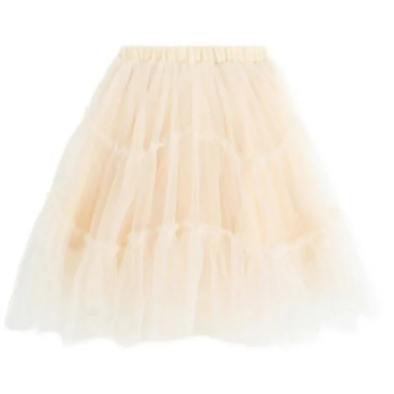 Girl Cake Skirt All-match Solid Color Elastic Waist Girls Summer Skirt