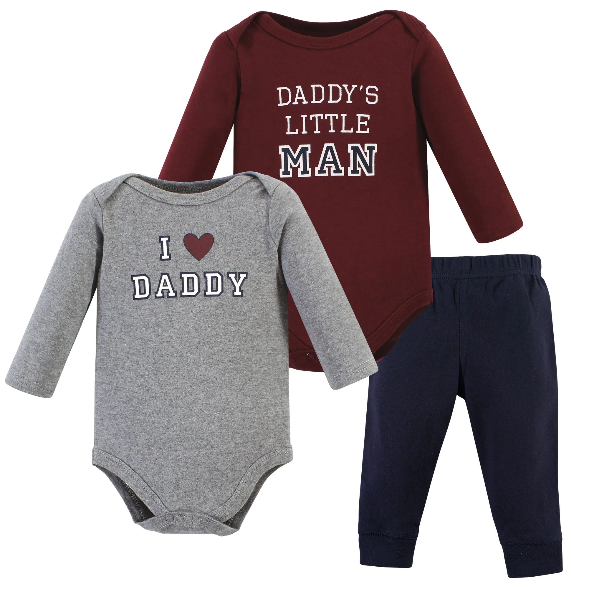 Hudson Baby Cotton Bodysuit and Pant Set, Boy Daddy Long Sleeve