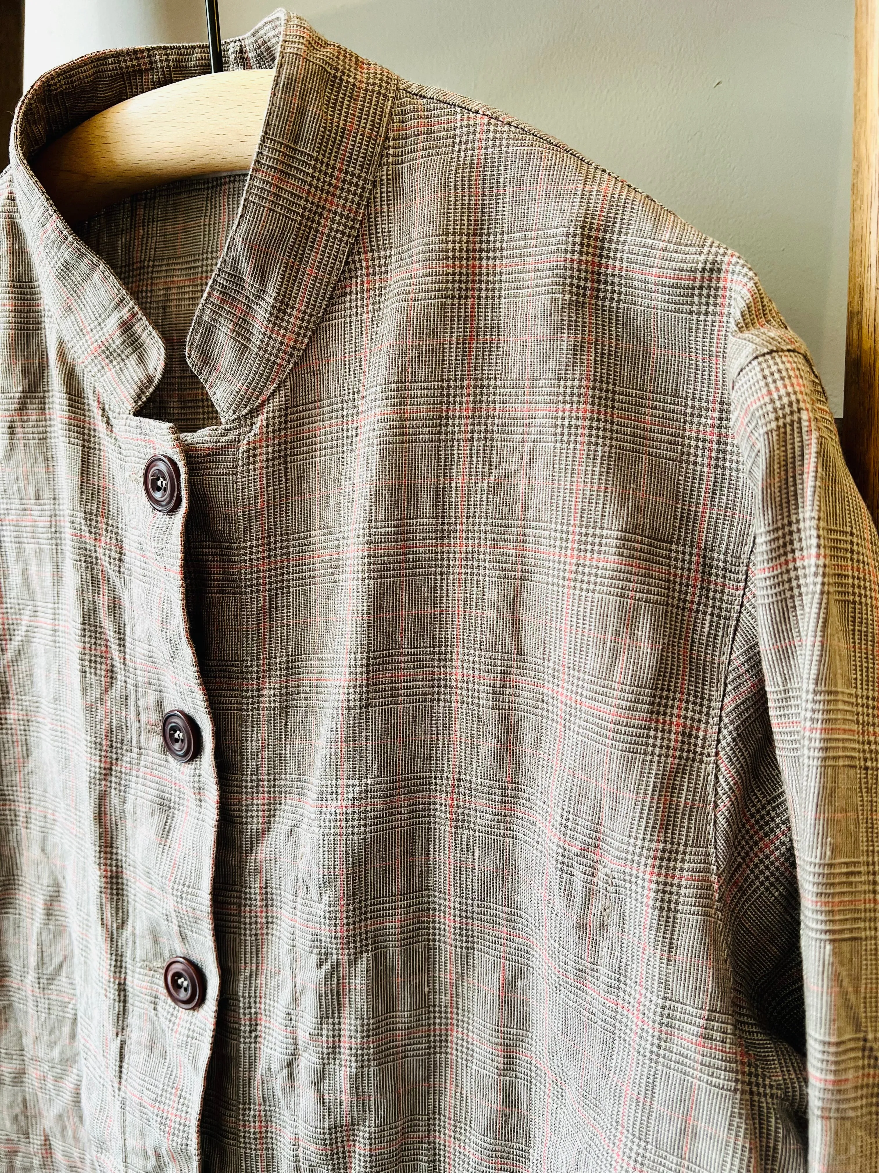 Irish Linen Painter Jacket / Brown Check