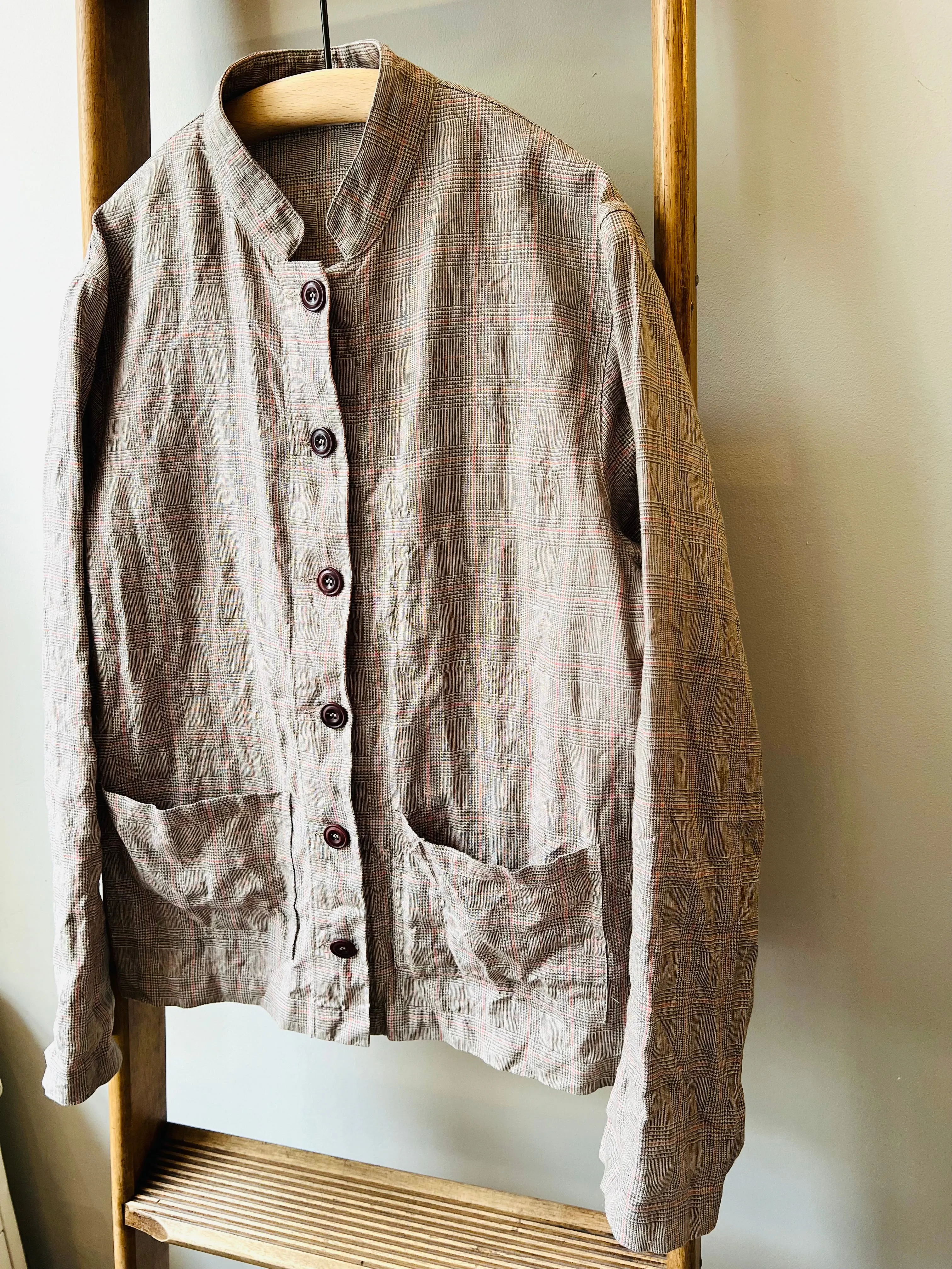 Irish Linen Painter Jacket / Brown Check