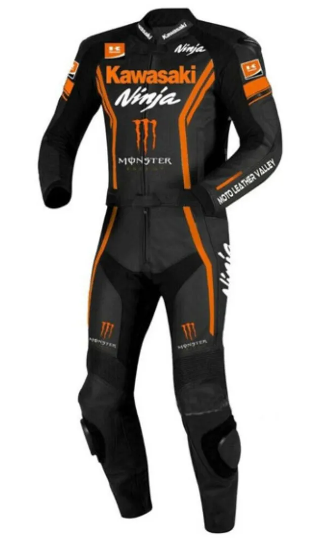 KAWASAKI NINJA MONSTER MEN MOTORCYCLE LEATHER RACING SUIT