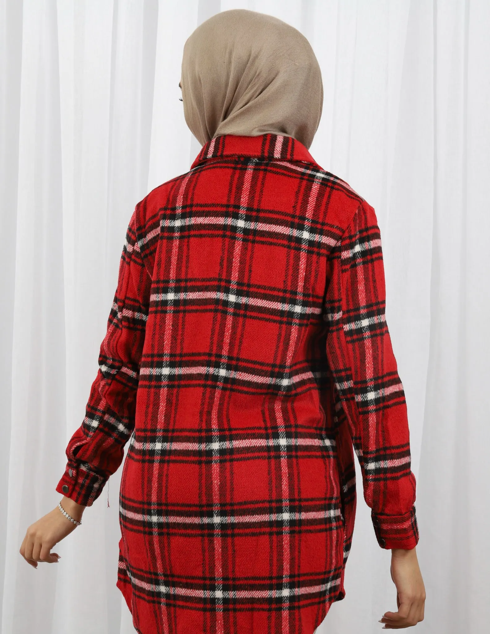 Long Cuff Sleeve Check Shacket