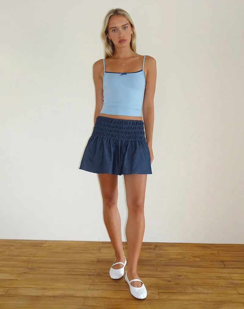 Nelesi Mini Skirt in Denim Chambray Indigo