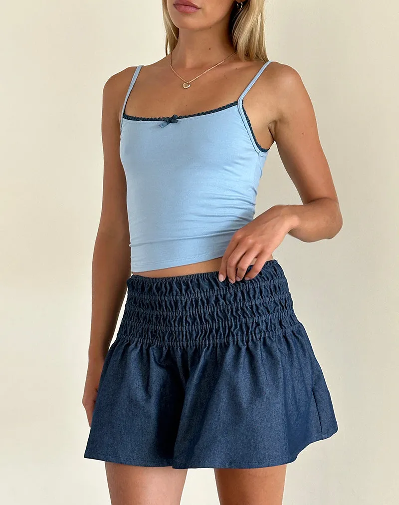 Nelesi Mini Skirt in Denim Chambray Indigo