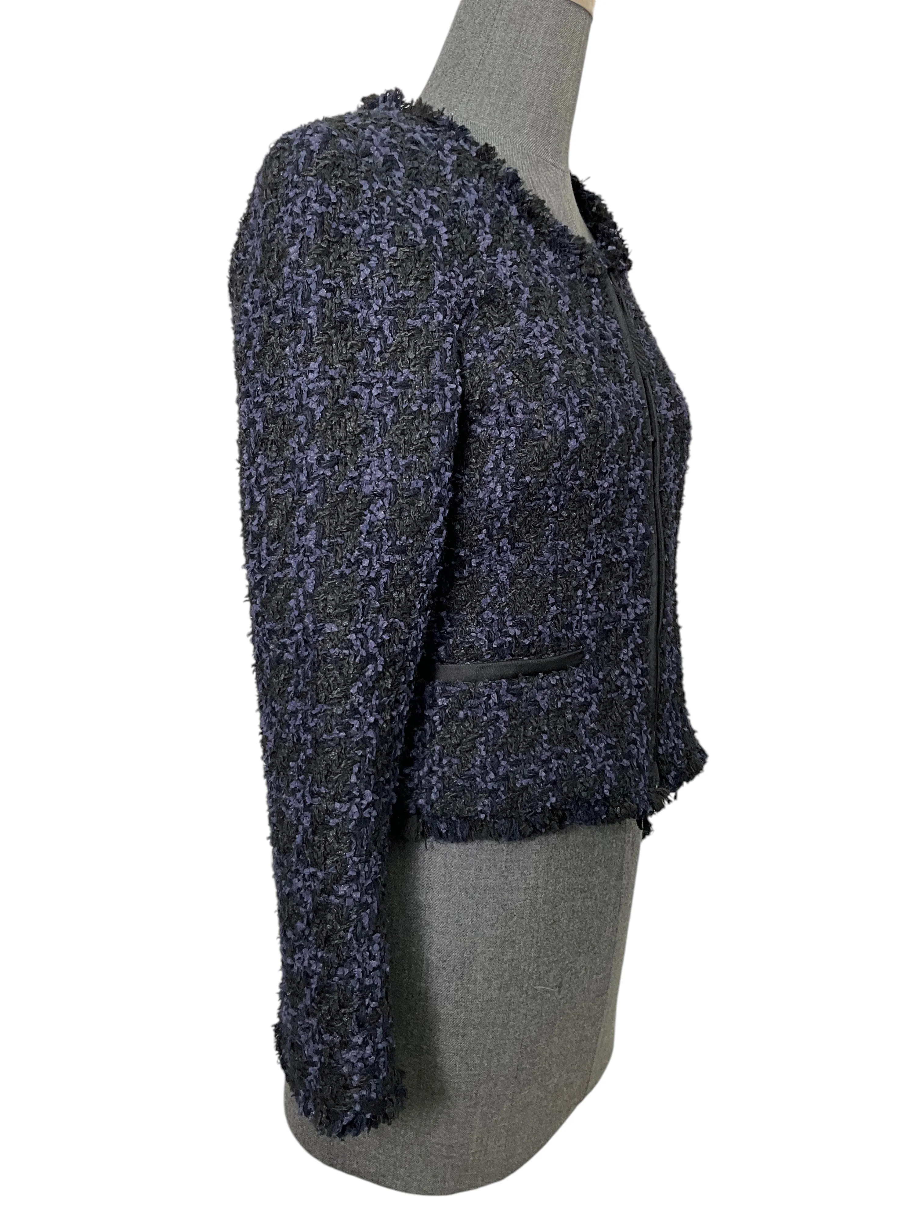 Oscar de la Renta Ribbon Tweed Zip Up Jacket Size S