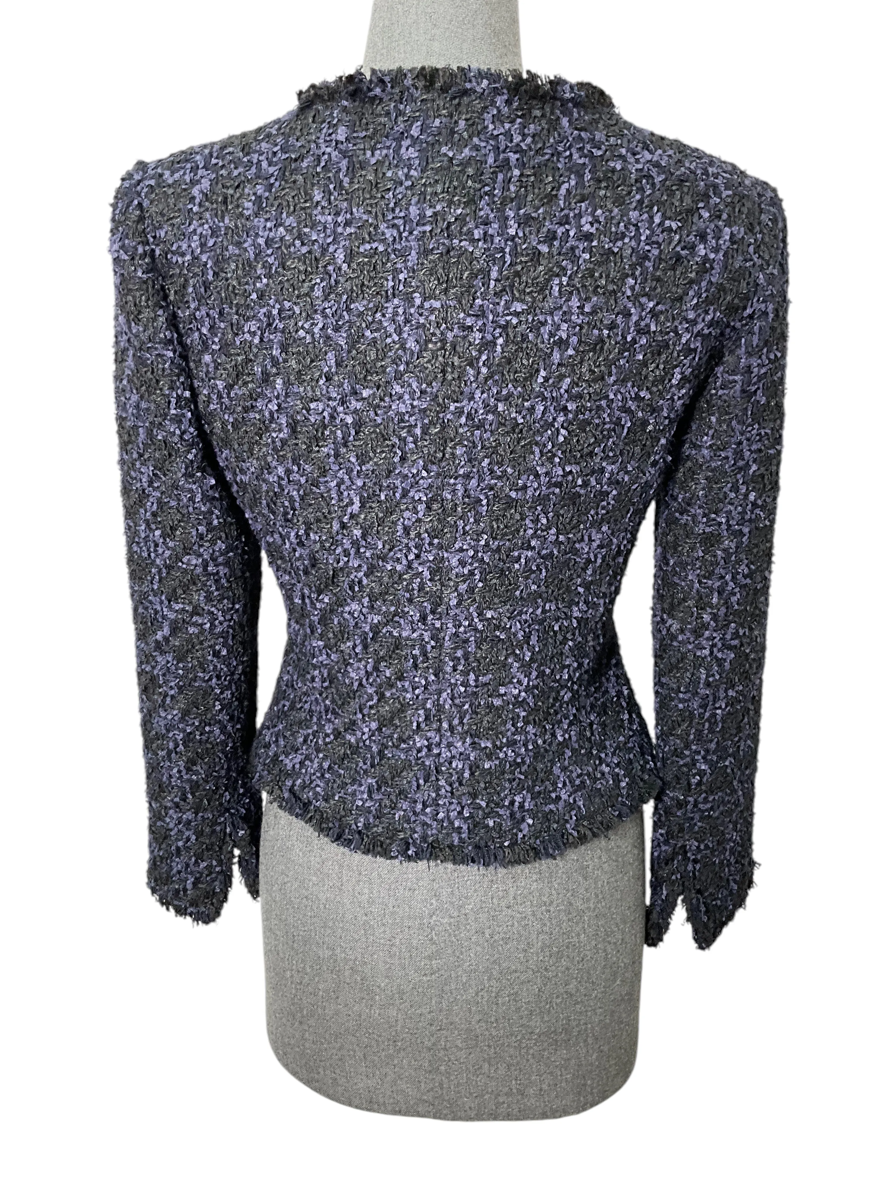 Oscar de la Renta Ribbon Tweed Zip Up Jacket Size S