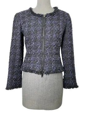 Oscar de la Renta Ribbon Tweed Zip Up Jacket Size S