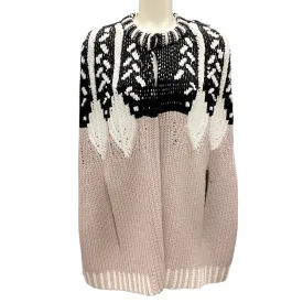 Peter Pilotto Beige / White / Black Wool Knit Poncho / Cape