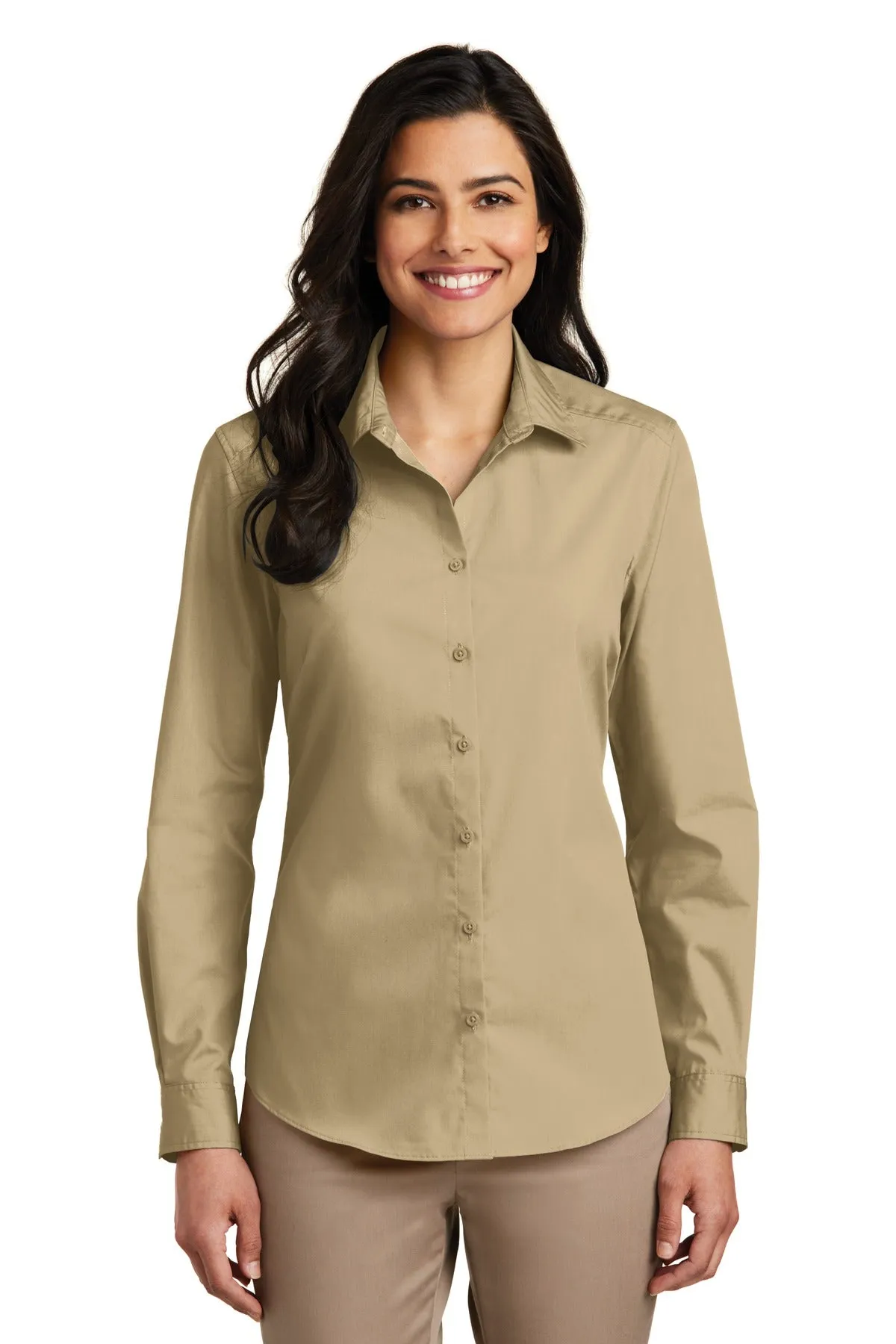 Port Authority® Ladies Long Sleeve Carefree Poplin Shirt. LW100