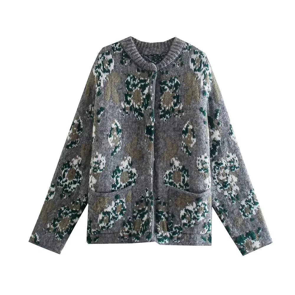 Pre Order:  Floral Jacquard Knitted Jacket