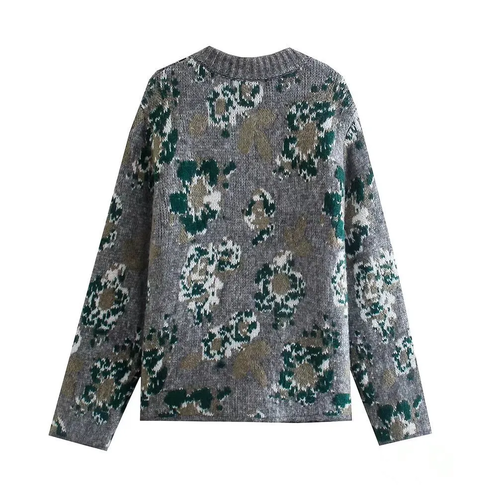 Pre Order:  Floral Jacquard Knitted Jacket