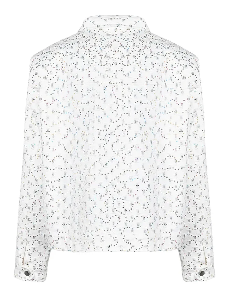 Pre Order:  Sequins Overstitch Deco Denim Jacket