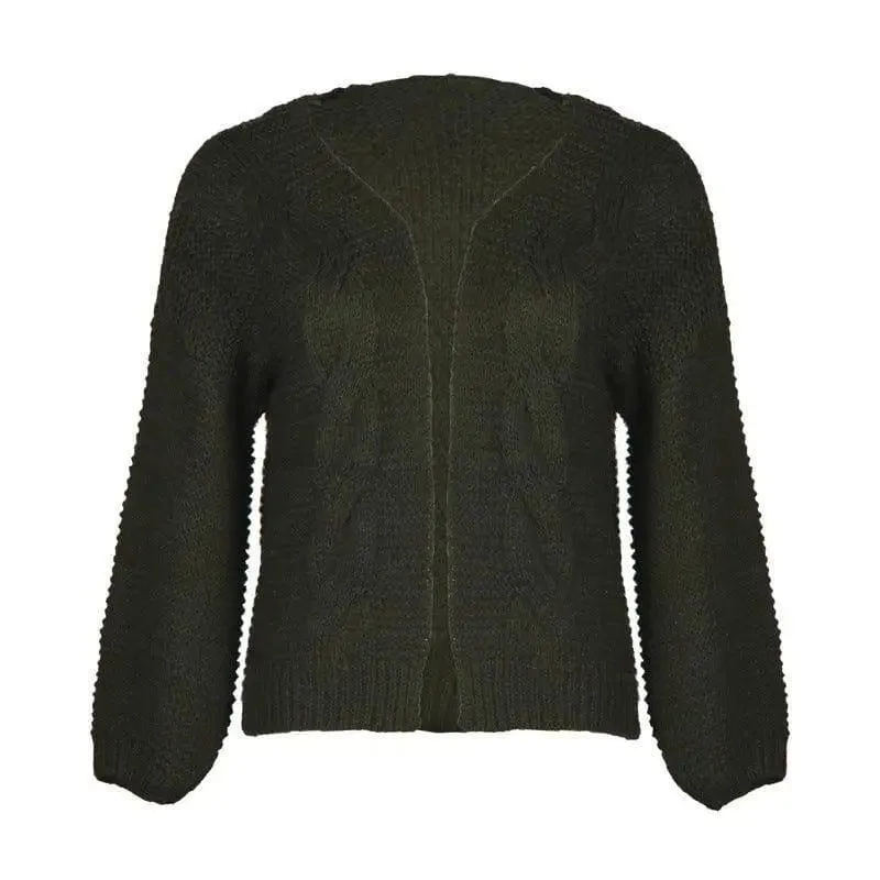 Pure Color Jacquard Blouse Jacket Casual Loose Cardigan