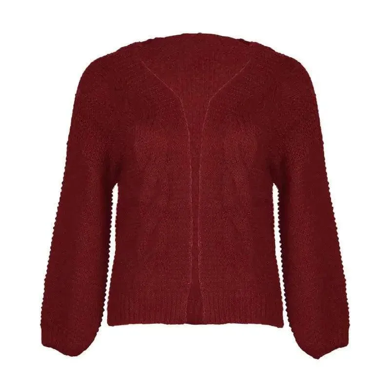 Pure Color Jacquard Blouse Jacket Casual Loose Cardigan