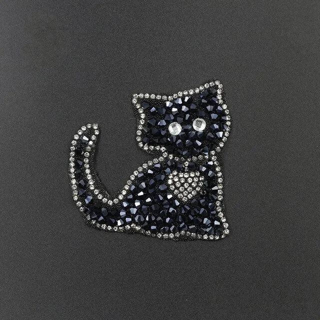 Rhinestone Iron On Letter - Hot-Fix Crystal Applique - Patch For Clothing - Cat Music Note Crown Star - Sparkle - Custom DIY Clothing Jacket